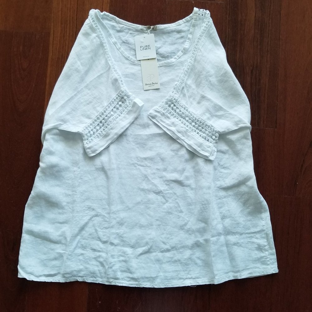 ALESSIA PACINI 100% ITALIAN LINEN TUNIC TOP BLOUSE - Picture 3 of 6